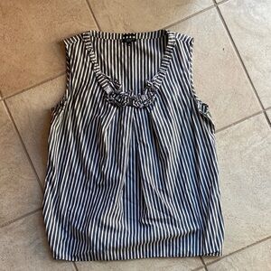 Talbots Striped Ruffle-Trim Tank Top